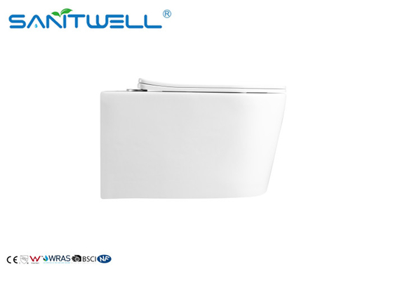 Rimless Ceramic Wall Mounted Toilet Gravity Flushing With White Color