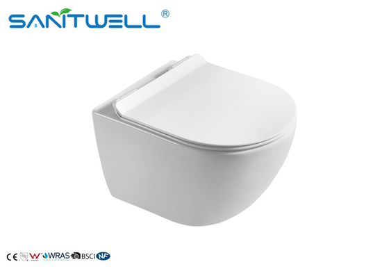 Ceramic Wall Mounted WC Sanitary Ware Rimless Small Size Wall Mounted Toilet