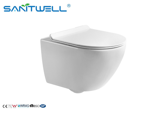 Ceramic Wall Mounted WC Sanitary Ware Rimless Small Size Wall Mounted Toilet