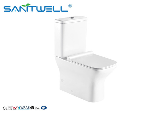 Floor Standing Close Coupled Toilet Rimless Two Piece Ceramic Material