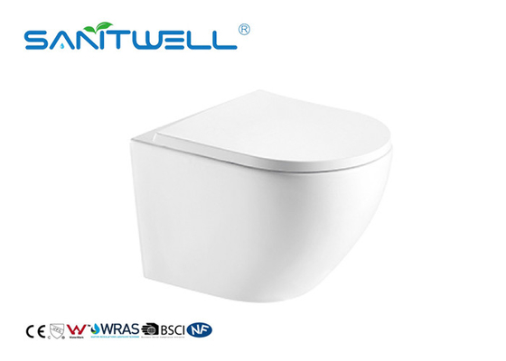 One Piece Structure Rimless Wall Mounted Wc Toilet With Ceramic White Color