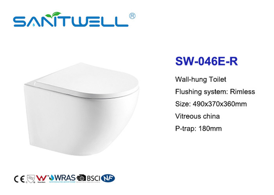 One Piece Structure Rimless Wall Mounted Wc Toilet With Ceramic White Color