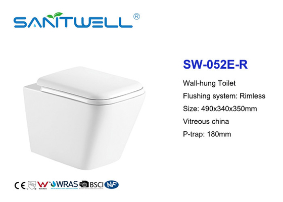 Water Saving Toilets Wall Hung Gravity Flushing For Hotel European Standard