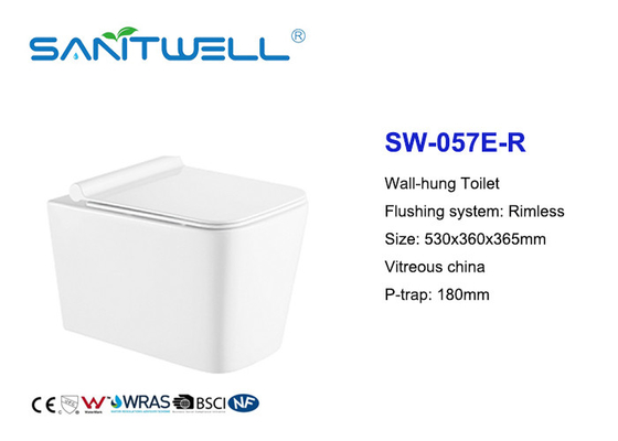 Modern Ceramic Wall Mounted WC / Wall Hanging Toilet Dual Flush White Color