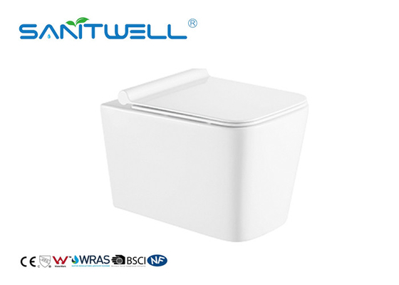 Modern Ceramic Wall Mounted WC / Wall Hanging Toilet Dual Flush White Color