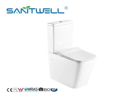 Hotel / Home Bathroom Washdown Two Piece Toilet Close Coupled Ceramic Material