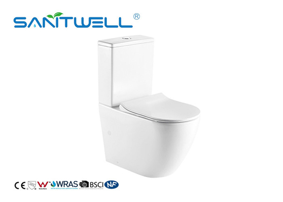 Rimless Close Coupled Toilet Ceramic Material Two Piece Structure With Soft Surface