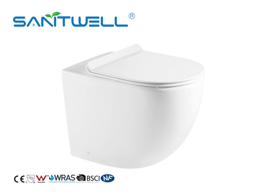 White Ceramic Professional Free Standing Toilet With Rimless Flushing System
