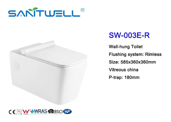White Color Wall Mounted WC Wall Hung Toilet Sewage Smooth 585 * 360 * 360mm