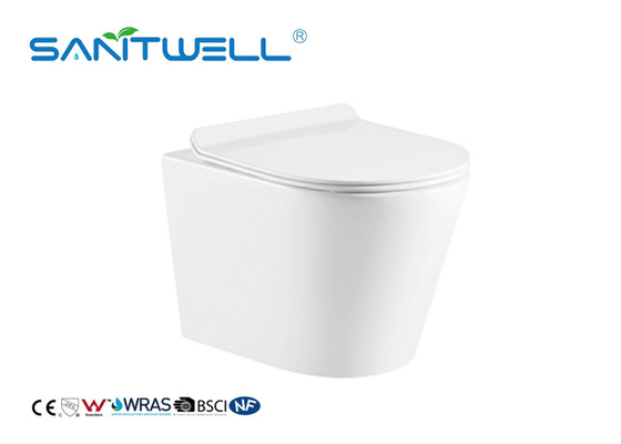 Rimless Ceramic Wall Mounted Toilet Gravity Flushing With CE Certification