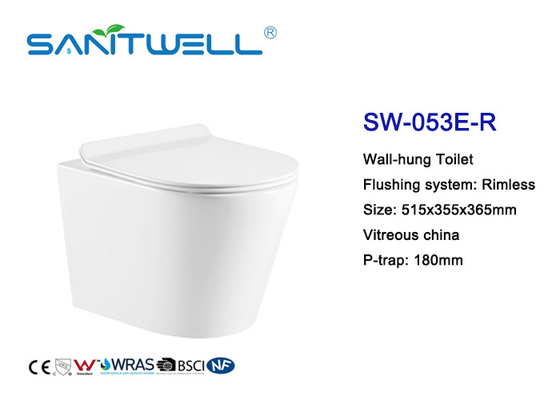 Rimless Ceramic Wall Mounted Toilet Gravity Flushing With CE Certification