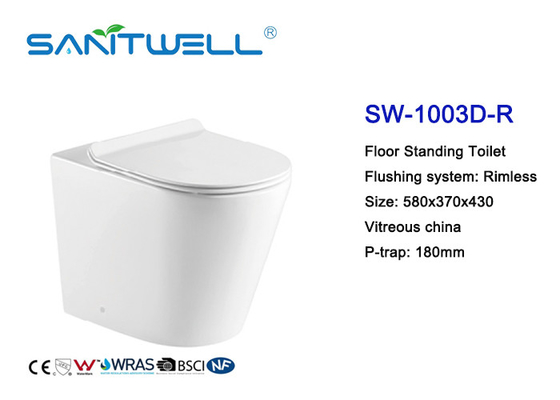 Bathroom Floor Free Standing Toilet Smooth Sewage For Hotel / Home Easy To Clean