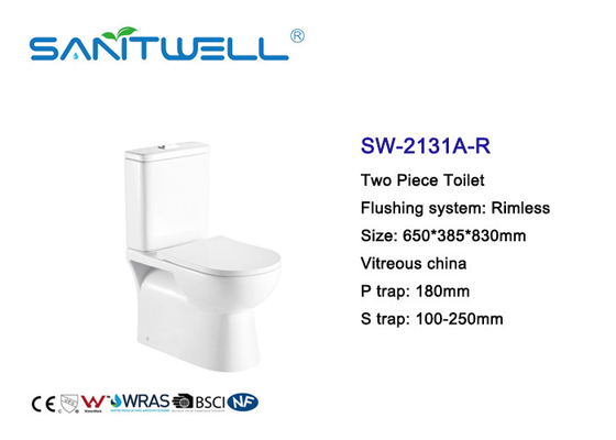 Comfortable Sanitary Ware Two Piece Wc Toilet White Ceramic Floor Standing