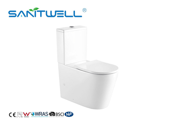 Soft Surface Rimless Close Coupled Toilet Two Piece Structure 800 * 380 * 880mm