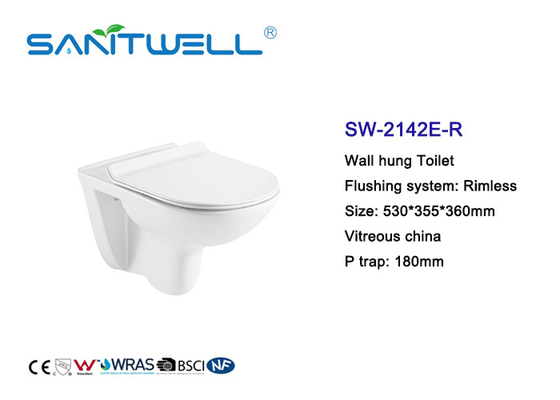 Fashionable Wall Hung Wc Toilet White Color Self Clean European Style