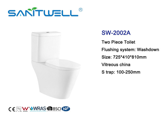 Washdown Fashionable 2 Piece Toilet Structure S Trap With Soft Surface