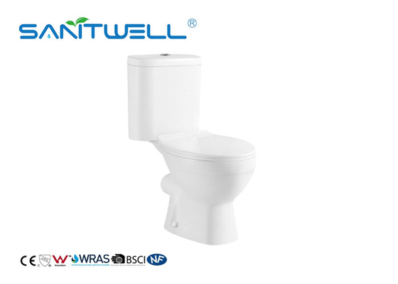 White Comfortable Two Piece Wc Toilet With Washdown Flushing System