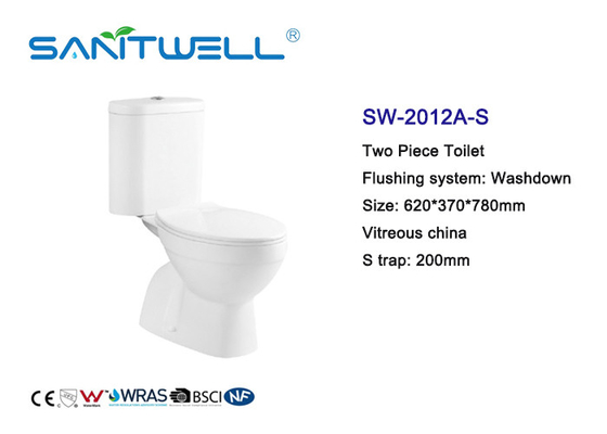 S Trap Close Coupled Toilet Ceramic Floor Standing 620 * 370 * 780mm