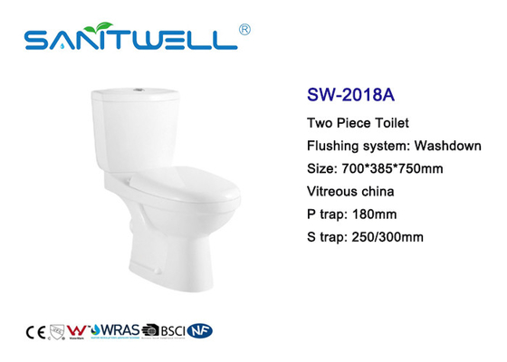 Modern 2 Piece Toilet Close Coupled Pipe Glazed With Washdown Flushing System