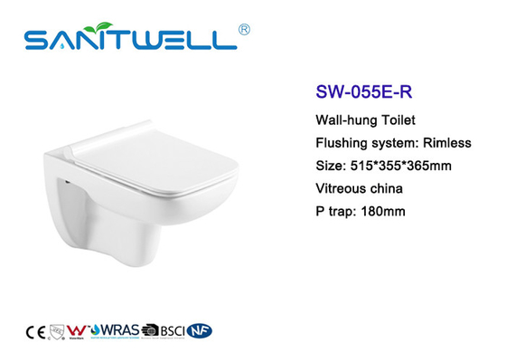 Rimless Flushing Wall Hanging Toilet Smooth Sewage Compact Structure ODM / OEM