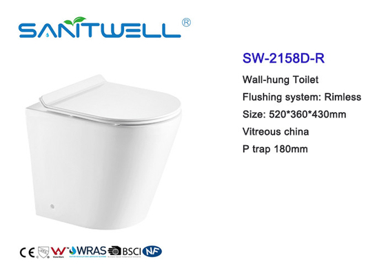 Ceramic Wall Mounted WC High Class Wall Mounted Toilet Easy To Clean