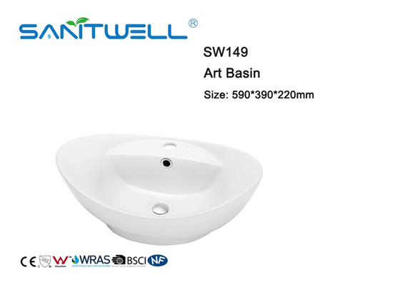 Oval Shape Ceramic Art Basin Counter Top Installation Type 590 * 390 * 220mm