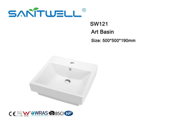 White Color Ceramic Wash Basin Sanitary Ware Basin For Bathroom CE Certification
