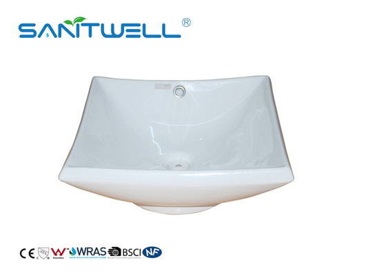 White Color Hand Wash Ceramic Art Basin With Solid Surface Size 420 * 420 * 145mm
