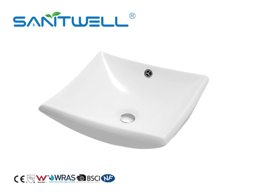 White Color Hand Wash Ceramic Art Basin With Solid Surface Size 420 * 420 * 145mm