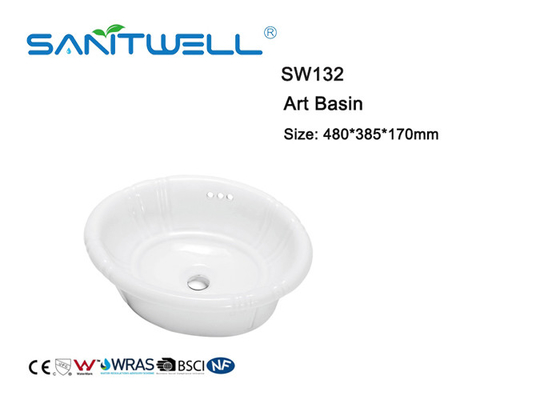 Counter Top Ceramic Art Basin Porcelain Bathroom Basin 480 * 385 * 170mm