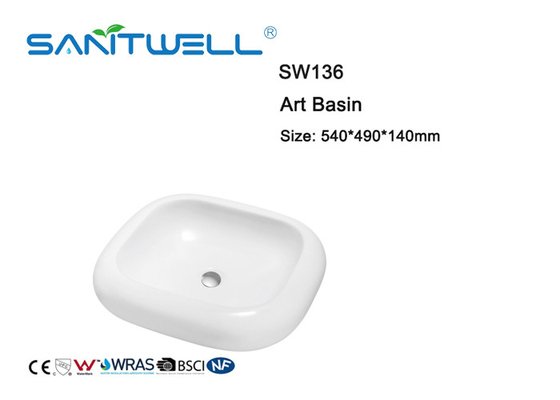 Easy Installation Art Wash Basin Sanitary Ware Basin Non Porous Glossy For Bathroom