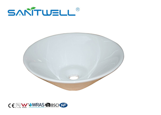 White Color High Grade Ceramic Art Basin Counter Top For Hand Cleaning 420 * 420 * 150mm