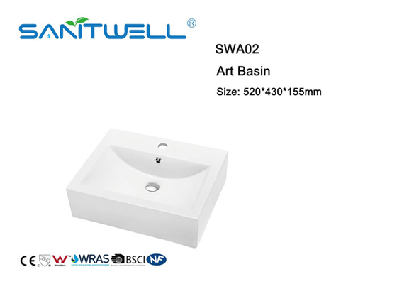 Fashionable Glazed Hand Wash Ceramic Art Basin For Bathroom Furniture White Color