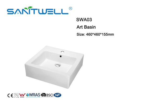 White Color Bathroom Ceramic Basin Above Counter Basins High Durability
