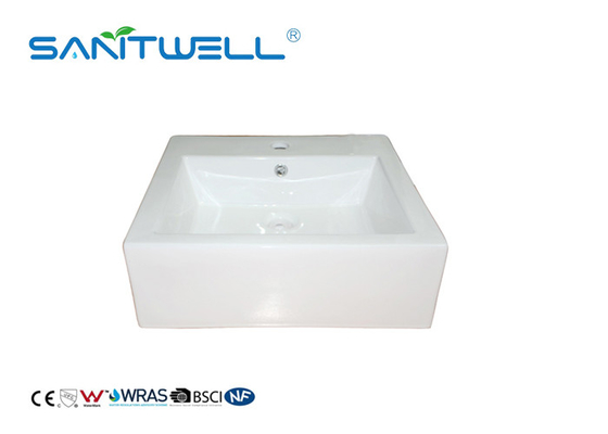 White Color Bathroom Ceramic Basin Above Counter Basins High Durability