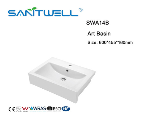 Solid Surface Bathroom Counter Top Wash Basin Ceramic Material For Hand Wash