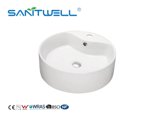 Toilet Hand Wash Ceramic Art Basin Ceramic Basin Round Shape With Overflow 460 * 460 * 150mm