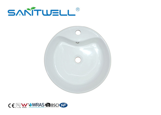 Toilet Hand Wash Ceramic Art Basin Ceramic Basin Round Shape With Overflow 460 * 460 * 150mm