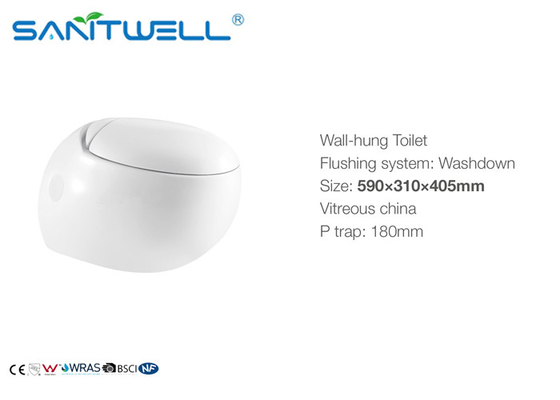 One Piece Wall Hanging Wc P Trap 180mm Drainage For Home Bathroom High Gloss