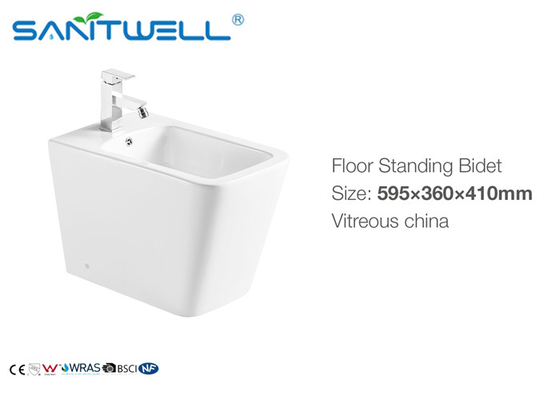 Ceramic Floor Mounted Bidet Elongated Bowl Type Self Cleaning Glaze Style