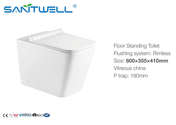 Sanitary Ware Ceramic Rimless Floor Standing Toilet Water Saving ODM / OEM