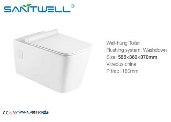 Bathroom Washdown Wall Mounted Toilet Single Piece With P Trap 180mm