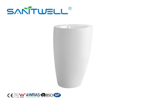Modern Design Bathroom Pedestal Basins White Color With Compact Structure