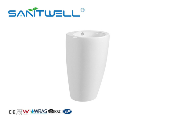 Glazed Ceramic Bathroom Pedestal Basins For Toilet Hand Washing ISO9001