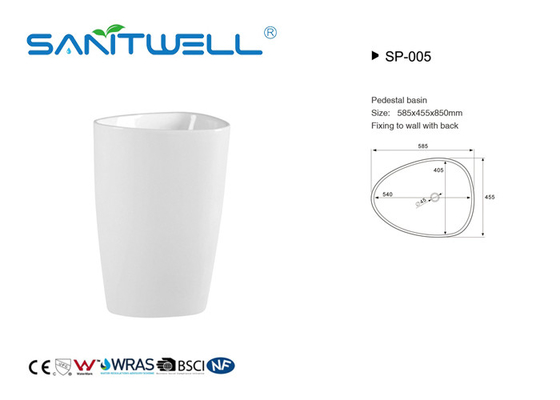 Contemporary Bathroom Pedestal Basins Ceramic Sink Basin With Size 585 * 455 * 850mm