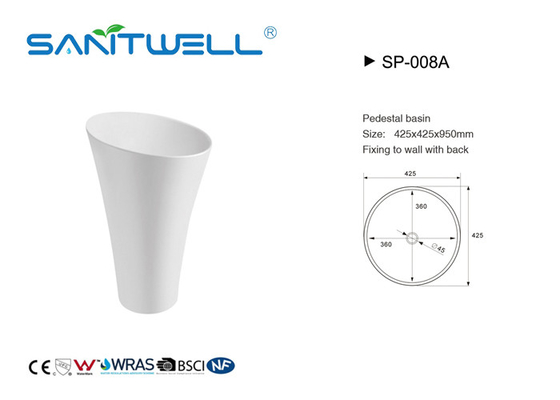 China Suppliers High Gloss Pedestal Wash Hand Basin White Pedestal Basin Standard Size