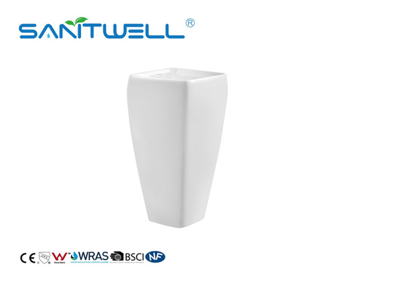 Rectangular Shape Bathroom Pedestal Basins Self Cleaning Glazed White Color