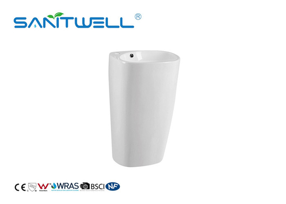 Commercial Fashionable Bathroom Pedestal Basins Ceramic Material For Hand Cleaning