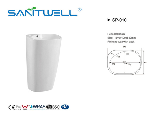 Commercial Fashionable Bathroom Pedestal Basins Ceramic Material For Hand Cleaning