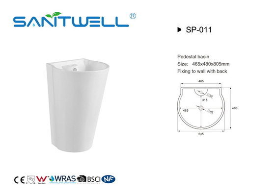 High Quality Durable Ceramic Chaozhou Toilet Wash Basin With Pedestal Size 465 * 480 * 805mm